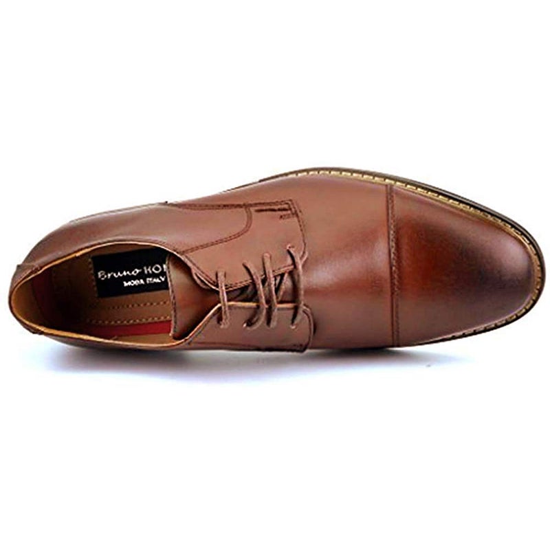 Bruno Marc Moda Italy Prince Men's Classic Modern Oxford Lace Dress Shoes,Size 10.5W,Dark Brown - Image 4